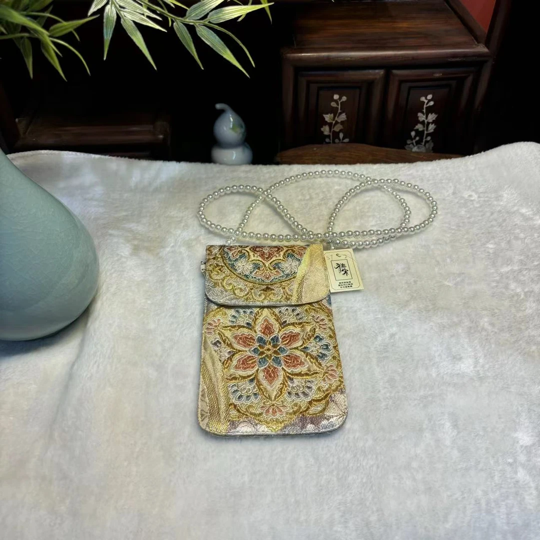 扁手机包小女唐锦包手提新娘包旗袍包复古斜挎口金包宴会包2