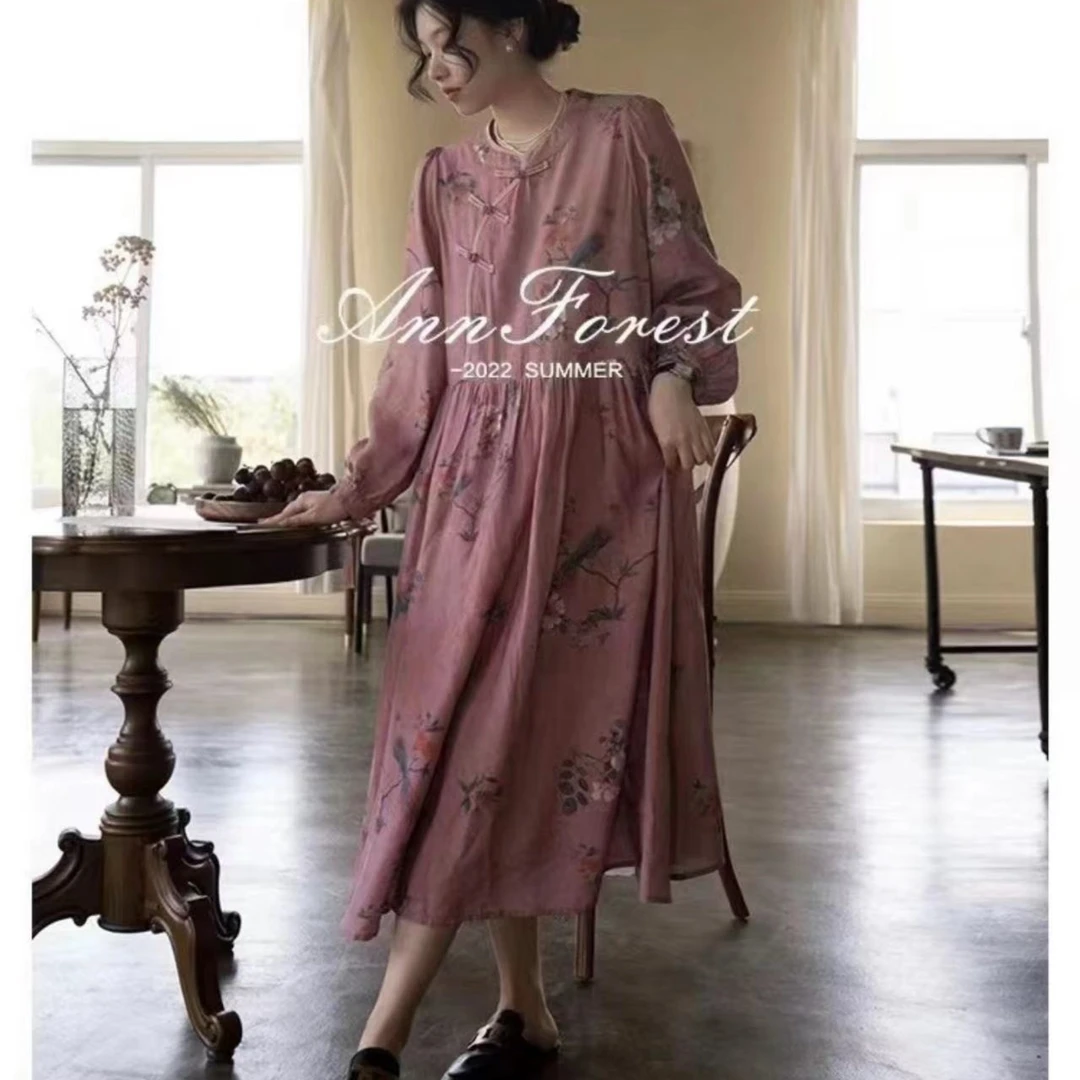 桃兮/秋款优雅风长款连衣裙