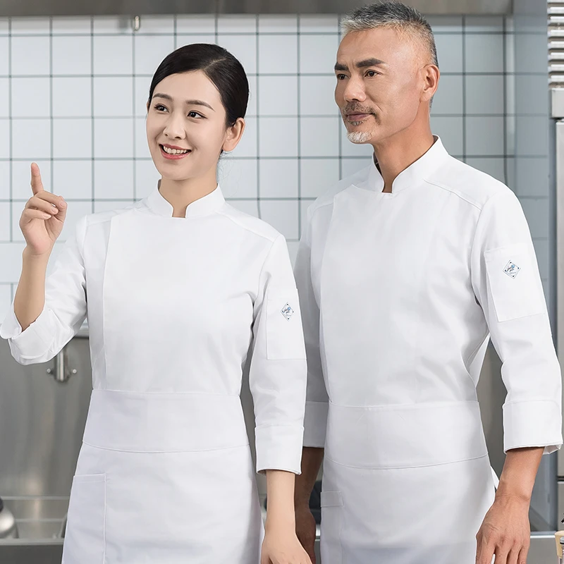 高档酒店厨师工作服长袖男女餐饮饭店烘焙后厨房厨师服定制秋冬装