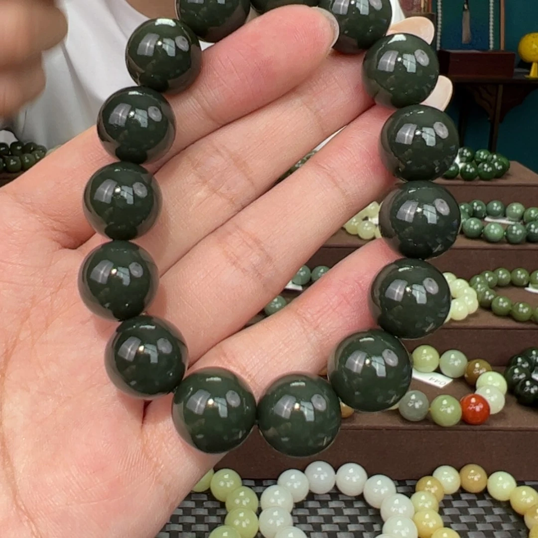 【闪购商品】和田玉手串未镶嵌020新疆塔青14mm