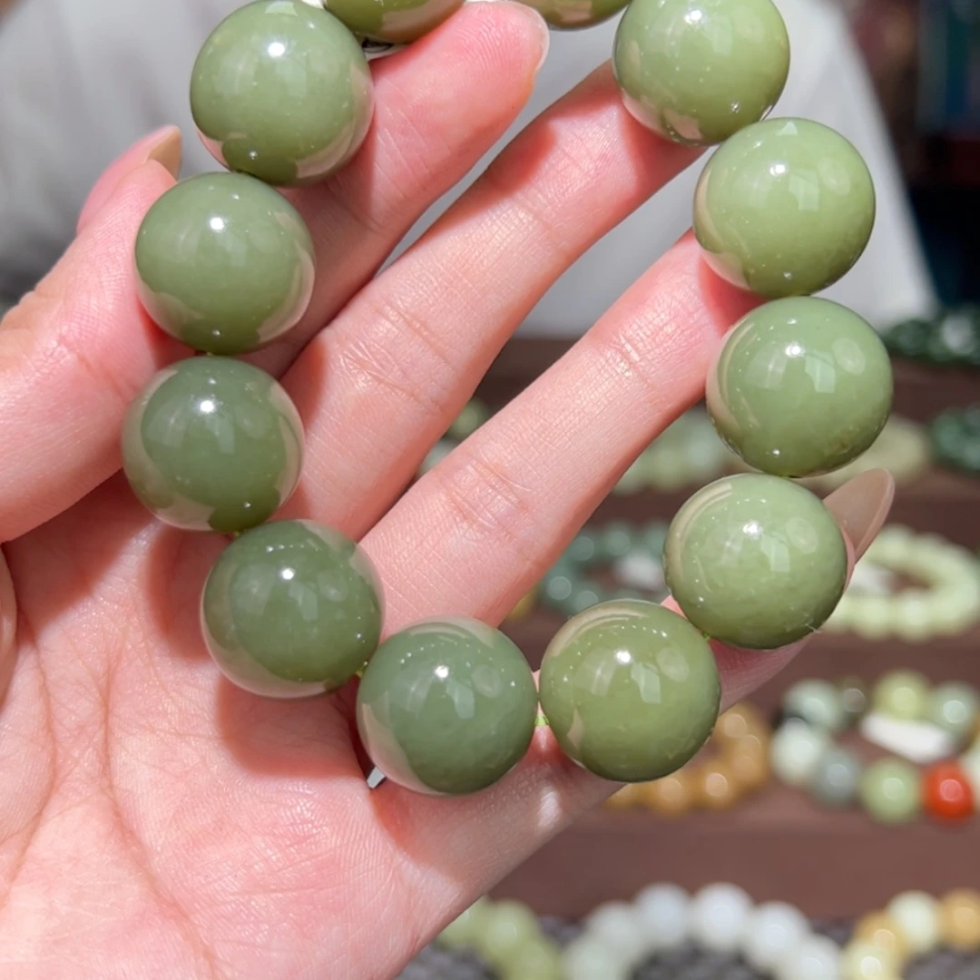 【闪购商品】和田玉手串未镶嵌041新疆若羌青黄口18mm