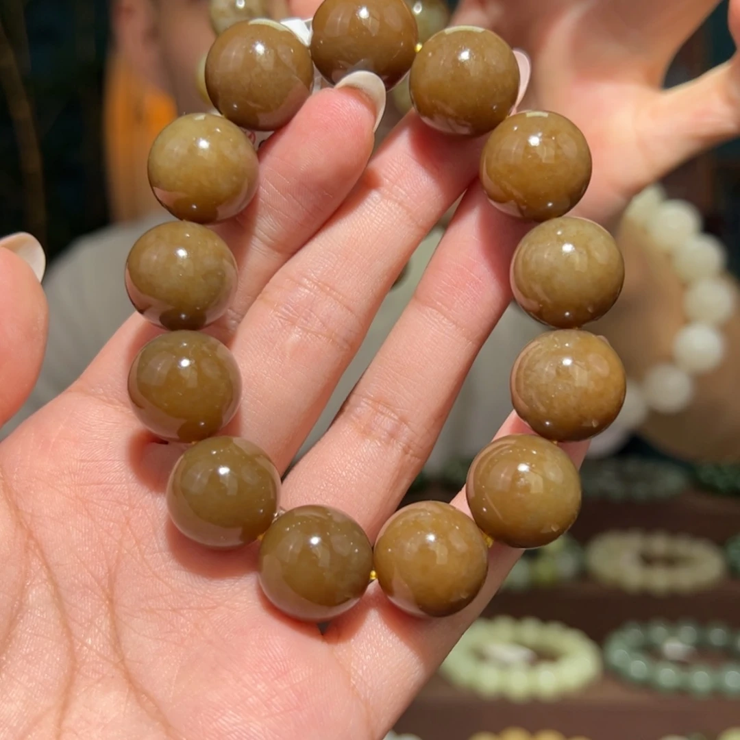 【闪购商品】和田玉手串未镶嵌034新疆且末糖16mm