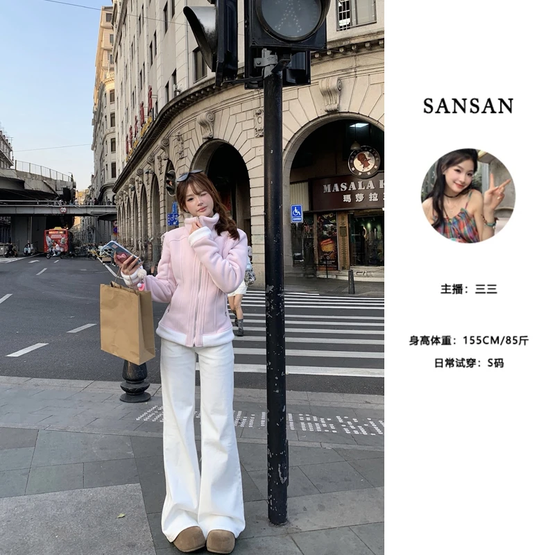 【三三】（腰精奶糕） 新款冬季保暖双面绒加厚摇粒绒修身卫衣外套女