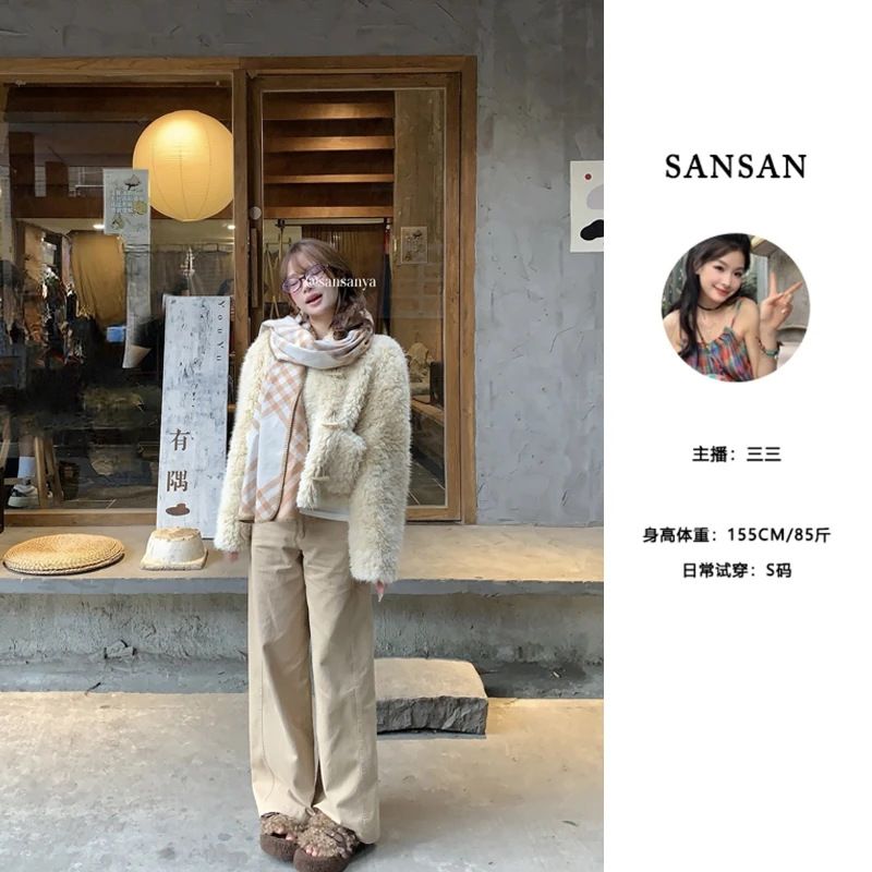 【三三】（起司奶芙）牛角扣冬季气质小个子减龄毛毛保暖短外套