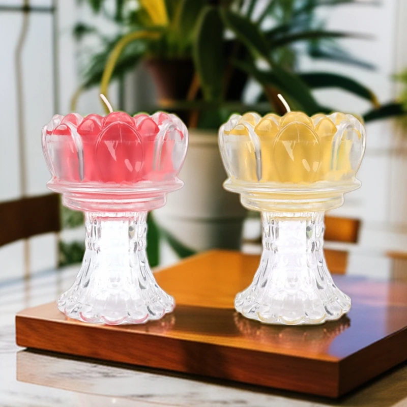 高脚酥油灯蜡烛家用无烟无味酥油蜡烛荷花灯长明灯10小时植物酥油