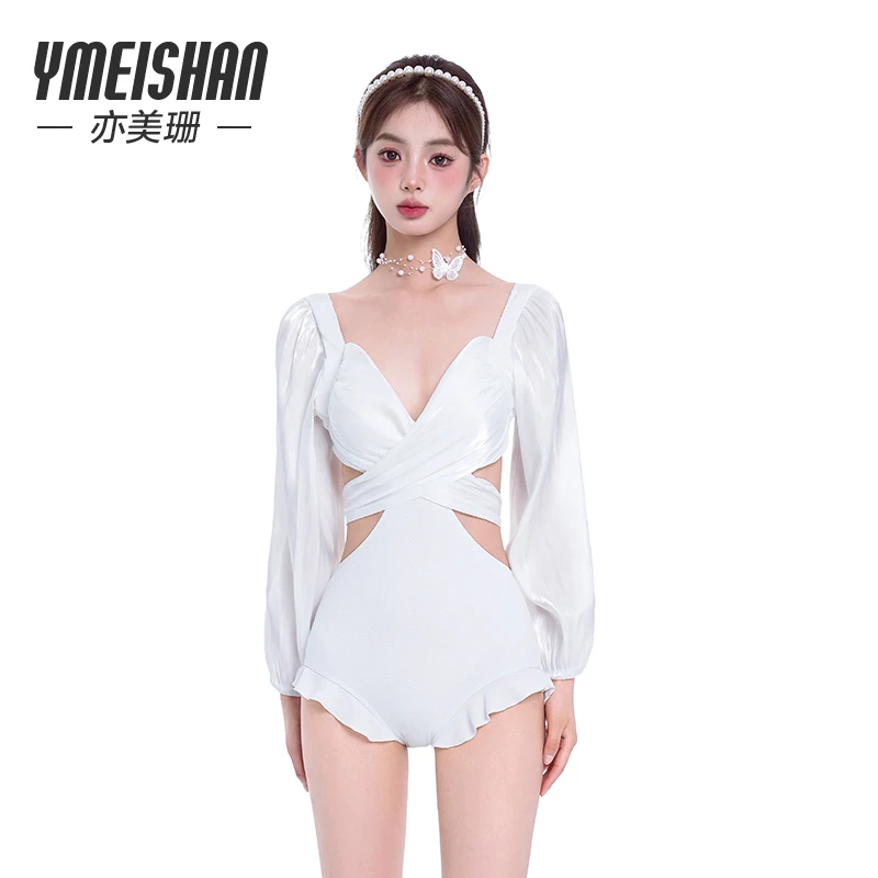 亦美珊【专属勿动】夏日长袖时尚性感设计师修身裙式泳衣YMS239261
