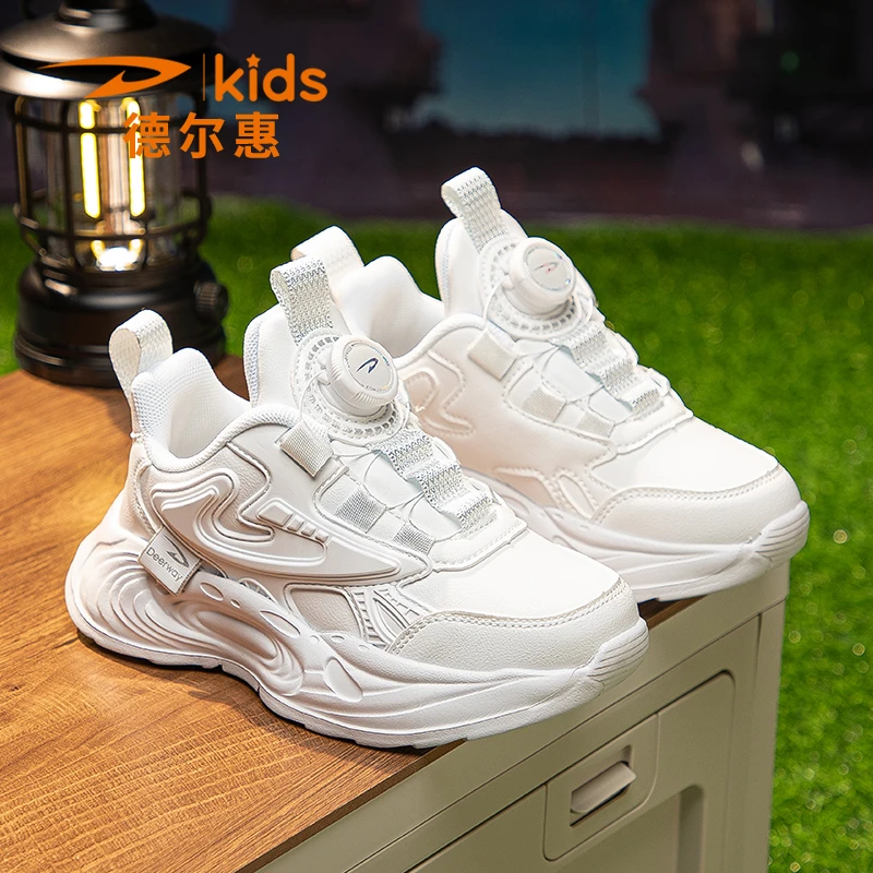 【新粉福利】德尔惠儿童防水皮面加绒保暖旋扭扣运动鞋 LMN1803