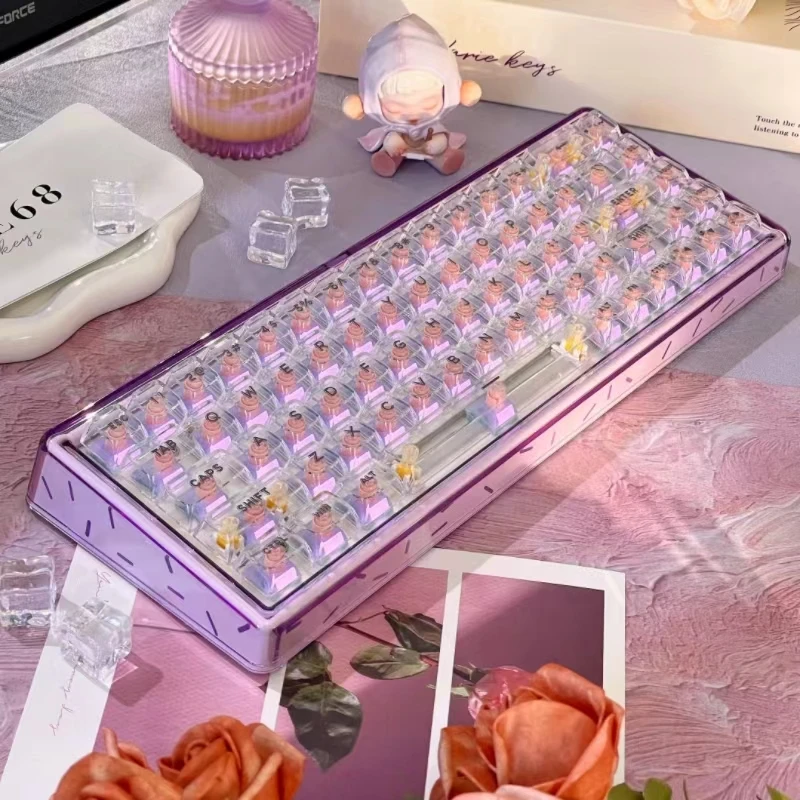 Ainbell萄气庆典机械键盘diy定制热拔插无线高透RGB游戏办公键盘