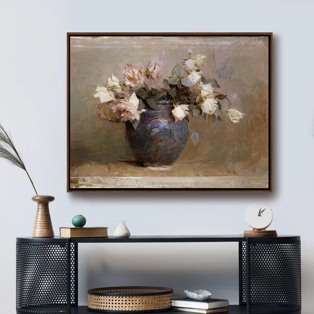 泰勒《玫瑰》客厅玄关卧室书房装饰画实木外框装裱工艺