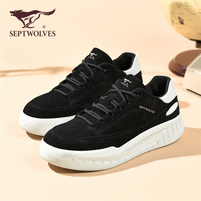 七匹狼男鞋秋冬新款工装鞋男士时尚休闲板鞋低帮厚底增高百搭潮鞋