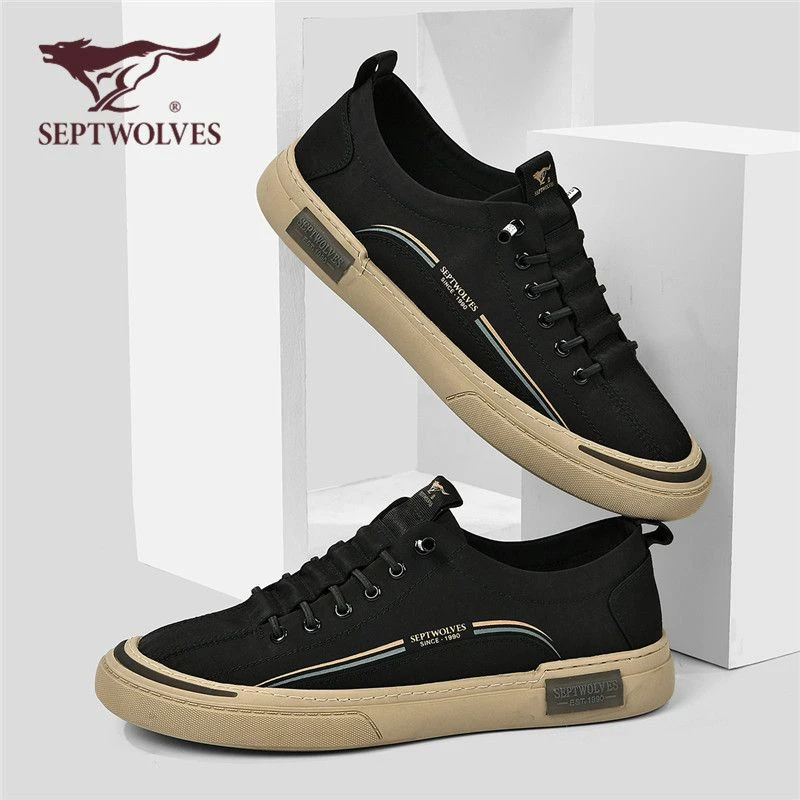 七匹狼男鞋低帮一脚蹬帆布鞋2025春季新款男士透气板鞋休闲鞋0474