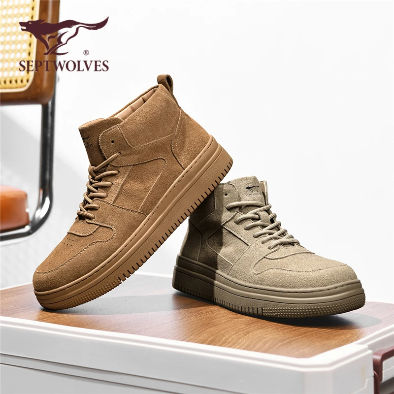 七匹狼男士马丁靴秋冬新款百搭户外休闲鞋子工装潮流高帮男鞋复古