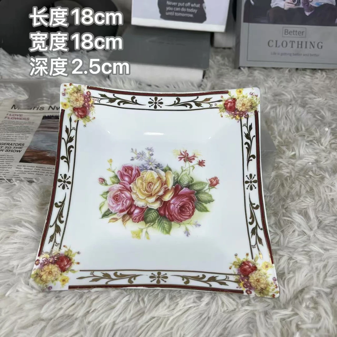 欧式玫瑰花系列正方形盘
