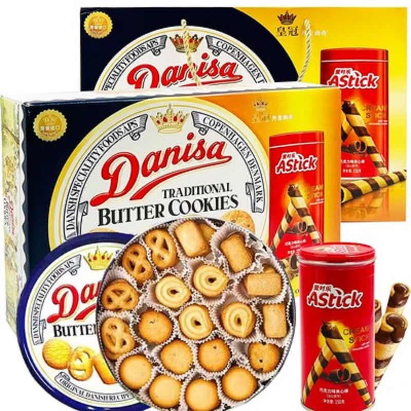 （24年10月以后到期）皇冠丹麦曲奇饼干礼盒790g赠夹心棒有礼袋