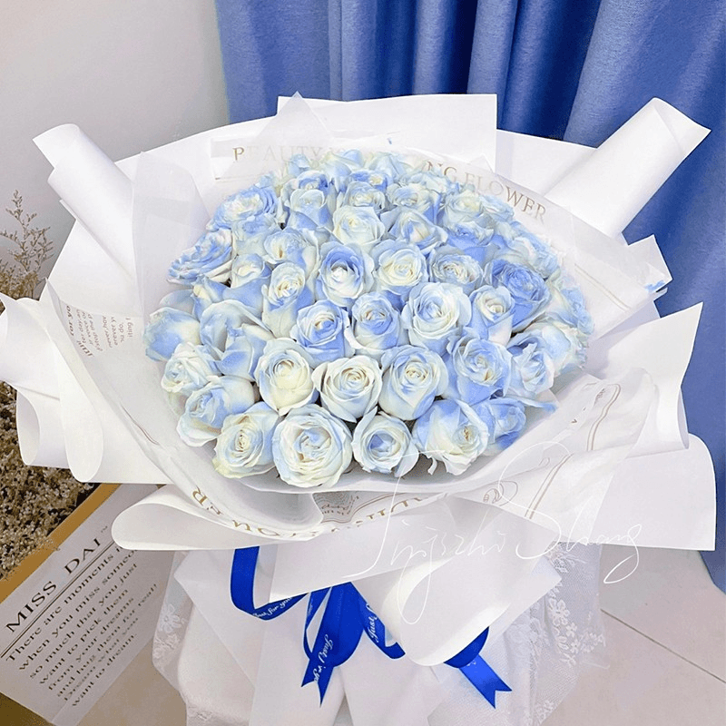 云花鲜选鲜花速递同城配送碎冰蓝玫瑰花束送女生老婆女友生日全国