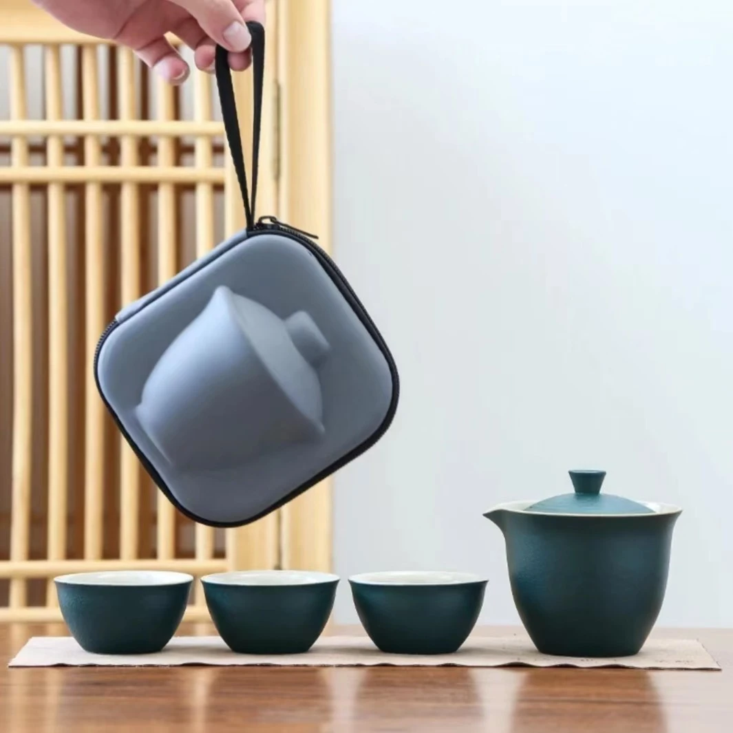 车载便携式茶具简约时尚茶具旅行快客杯酒店套装茶具带收纳包L11