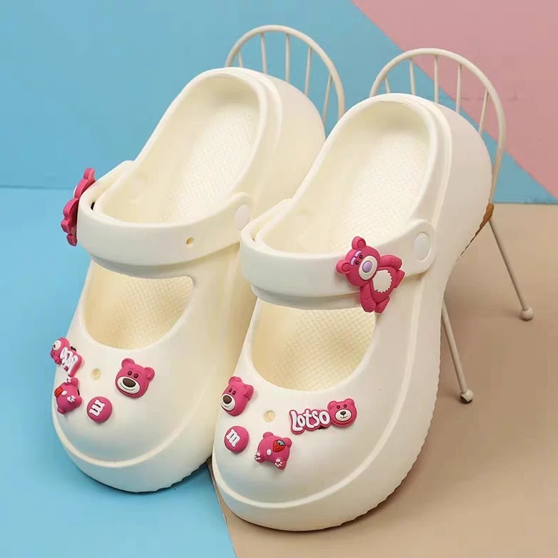 【新疆包邮】草莓熊拖鞋洞洞鞋eva一次成型玛丽珍凉鞋外穿可爱萌