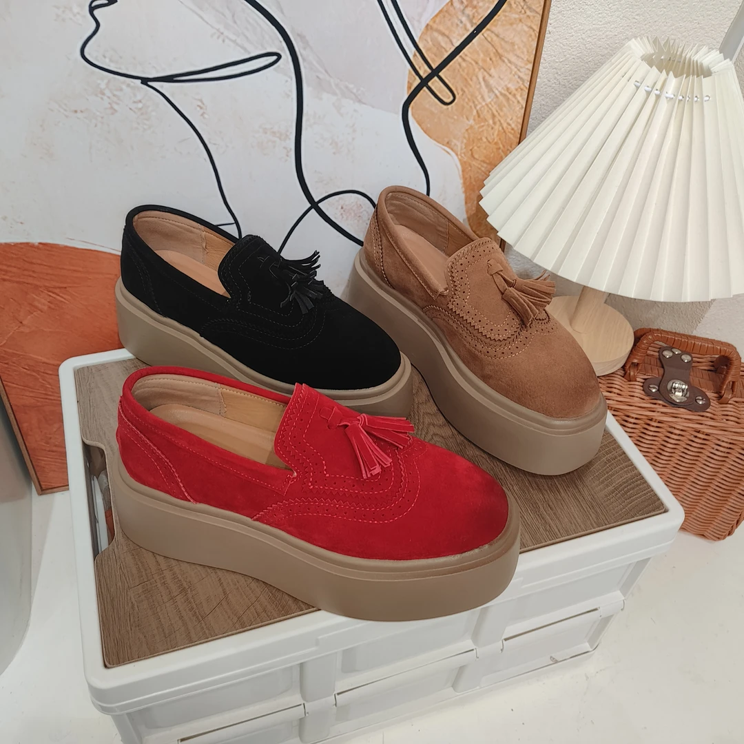 【新疆包邮】6612布洛克  休闲鞋英伦雕花厚底松糕乐福鞋百搭小皮鞋