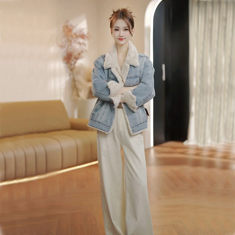 RICE TANG【冬季恋歌】牛仔外套加绒加厚短外套8803