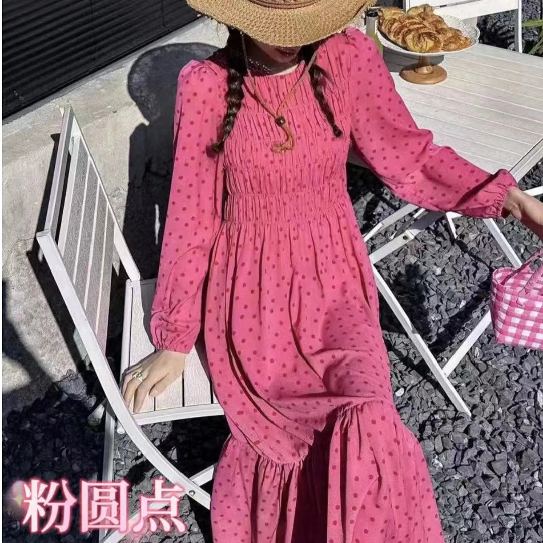 封神的3条绝美连衣裙显瘦时尚圆点小花夏季气质长裙收腰褶皱修身