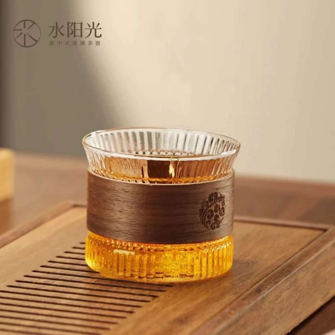 尚言坊主人个人专用透明小青柑泡茶杯玻璃小茶杯办公泡茶杯竹节杯
