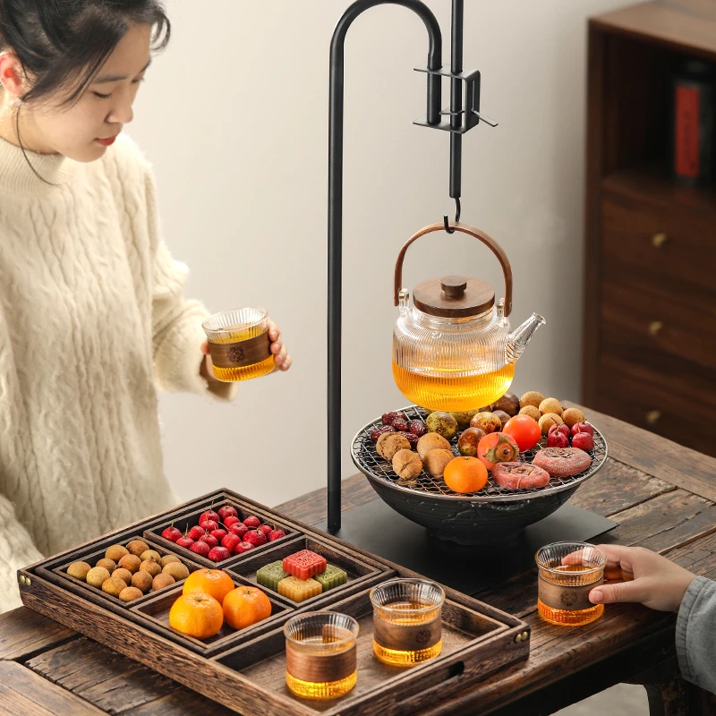 围炉煮茶烤火炉套装器具果盘杯子全套室内家用新款电陶炉煮茶炉