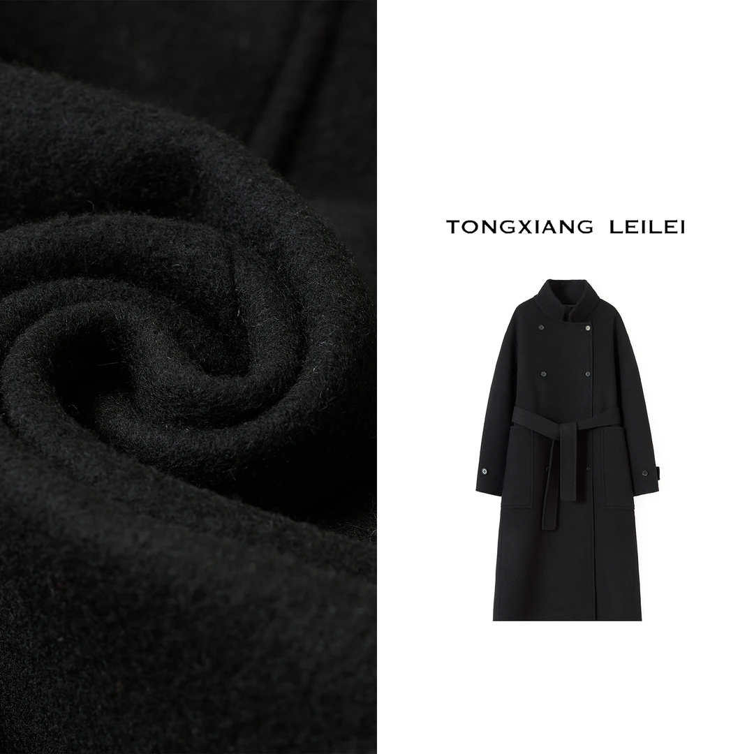 冬季新款双面呢骆驼绒大衣时尚气质经典外套825011-1网红大衣