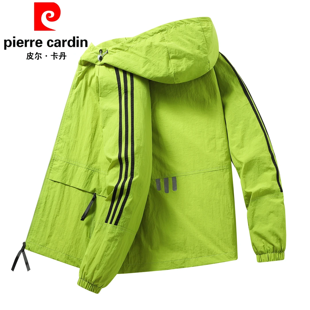 皮尔卡丹秋冬季连帽加绒冲锋夹克外套男士户外宽松运动风衣冲锋衣