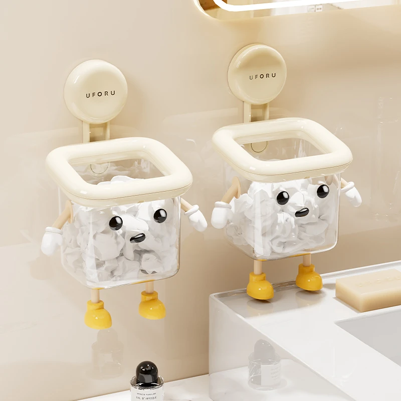橱明星吸盘废弃洗脸巾收纳盒家用壁挂二次利用棉柔巾收纳沥水皂架