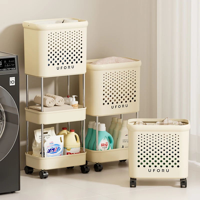 橱明星可移动脏衣篮家用卫生间落地夹缝置物架手提换洗衣物收纳篮