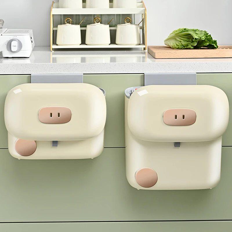 橱明星厨房创意猪鼻子壁挂垃圾桶家用免打孔柜门垃圾筒加厚两用