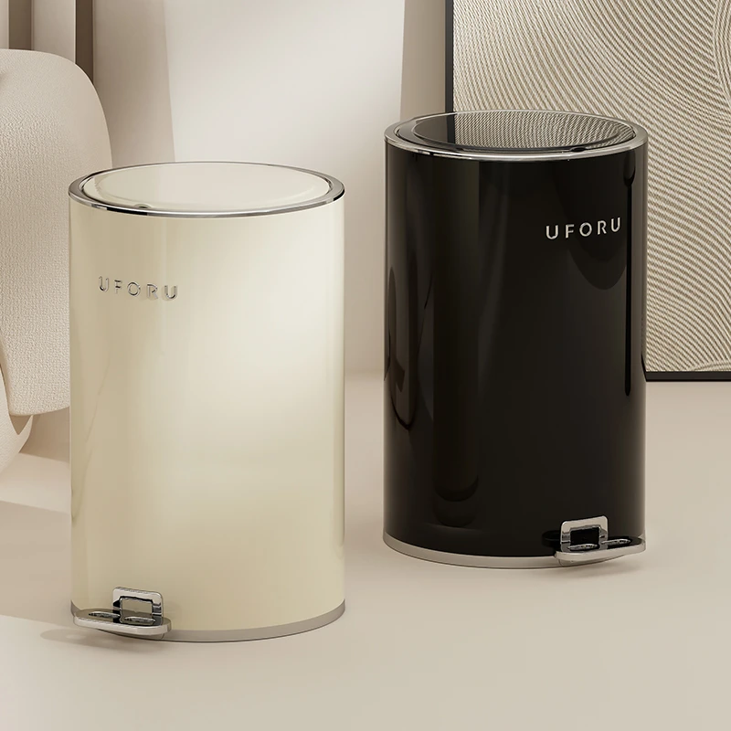 橱明星静音不锈钢脚踏高档垃圾桶家用厨房浴室带盖双桶防臭垃圾桶