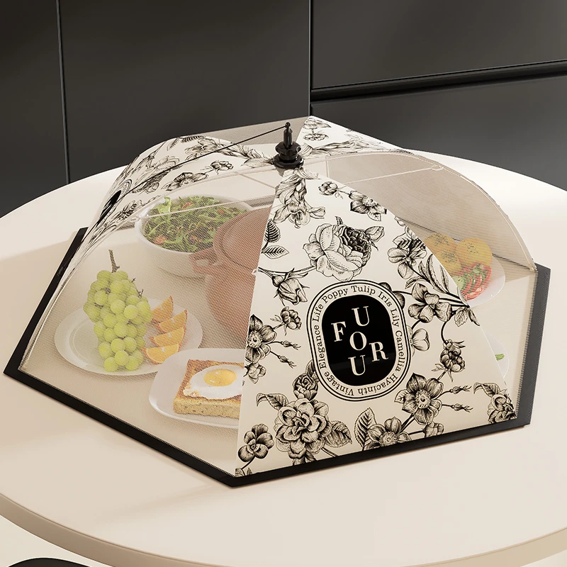 橱明星家用折叠镂空菜罩防虫透气简约小香风伞状大容量餐桌剩菜罩