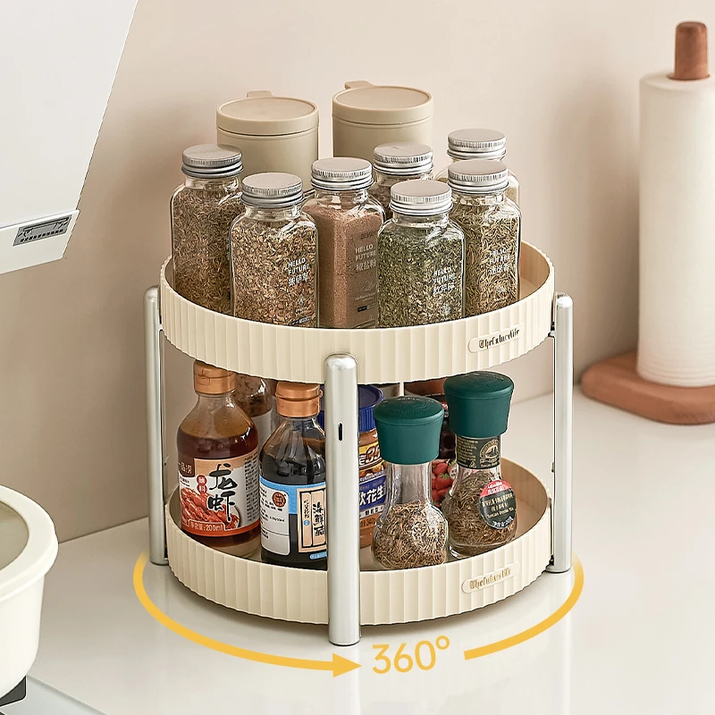 橱明星可旋转置物架多功能收纳盘厨房调料家用分层储物收纳神器