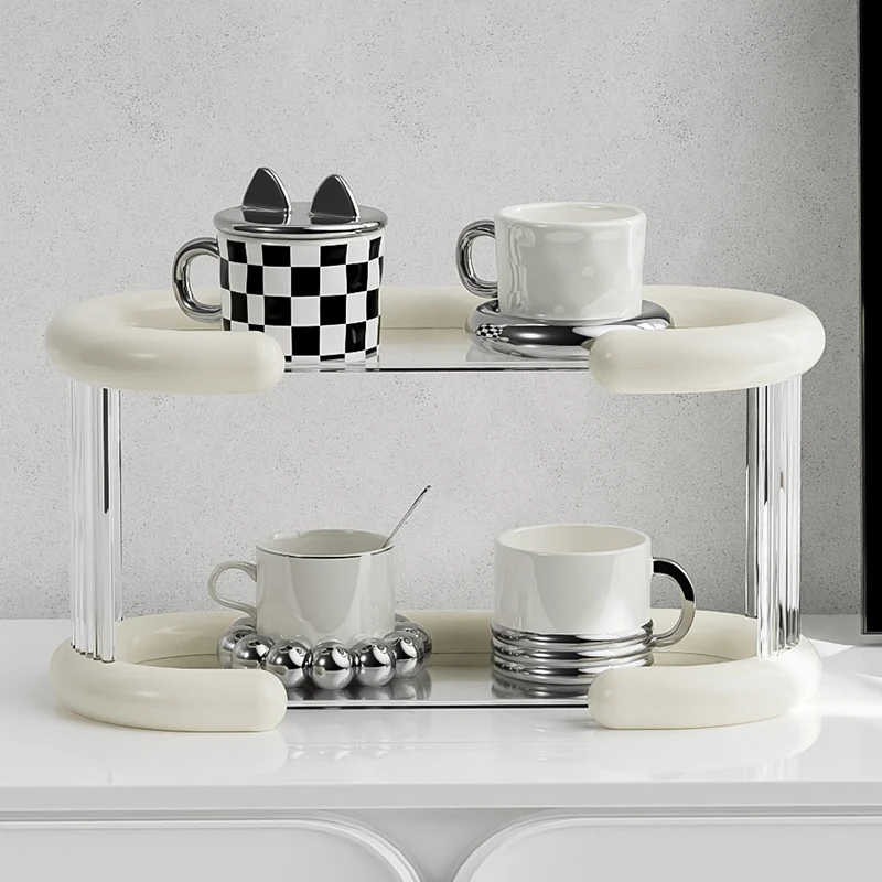 橱明星ins风高颜值棉花糖长虹纹杯架亚克力透明客厅简约创意收纳