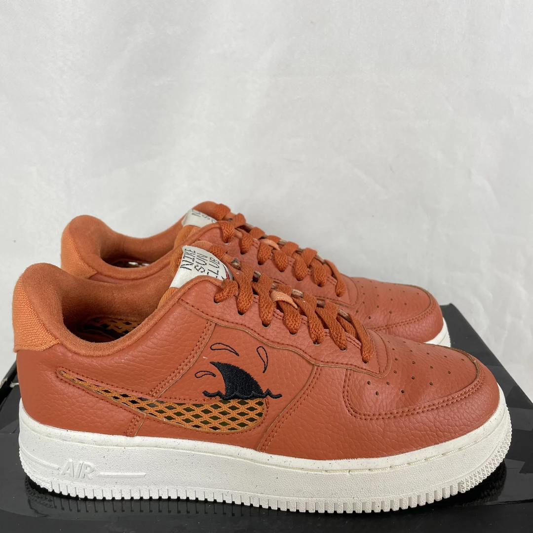 40码 90新 耐克 Nike Air Force1 空军一号 板鞋 镂空 暗橘 无盒