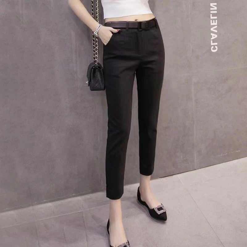 黑色西装裤子女2026春秋职业小个子九分裤显瘦弹力修身直筒休闲裤