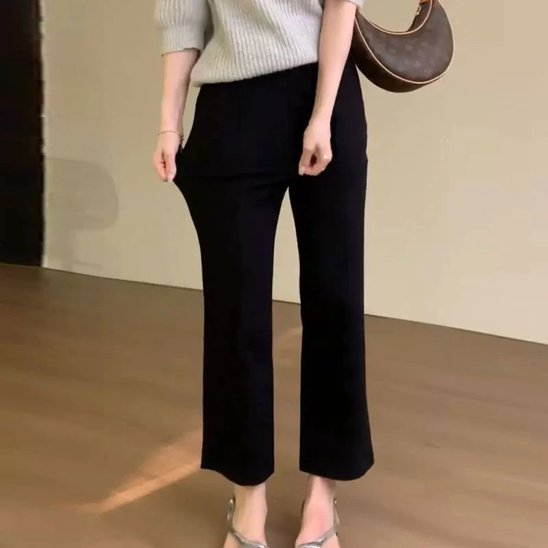 黑色加绒显瘦高腰喇叭裤子女2025秋冬新款梨形遮肉外穿九分休闲裤