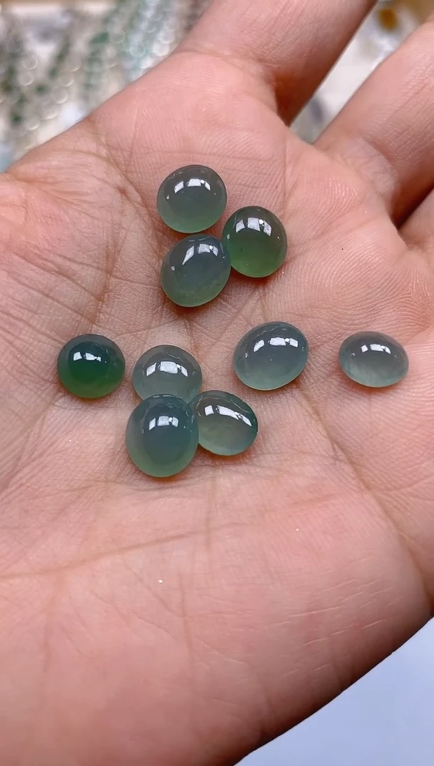 【闪购商品】翡翠耳饰未镶嵌天然翡翠蛋面未镶嵌80