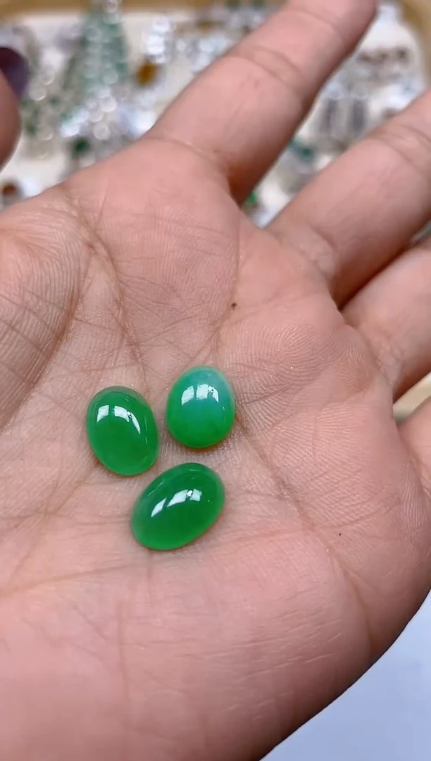 【闪购商品】翡翠耳饰未镶嵌天然翡翠蛋面未镶嵌203