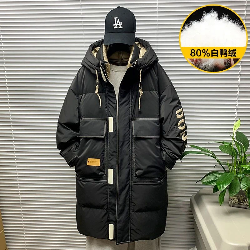 羽绒服男士中长款潮牌冬季2023年新款加厚派克服冬装保暖连帽外套