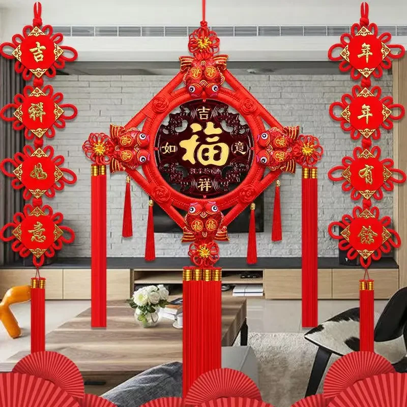 中国结客厅挂件桃木中国结客厅玄关挂饰福字乔迁挂饰