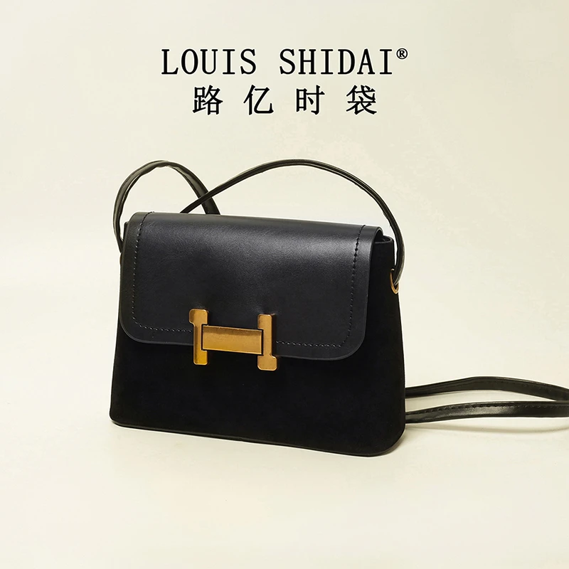 时尚百搭女士黑色轻奢经典翻盖潮流简约通勤休闲斜挎包6672