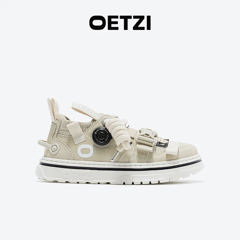 OETZI冰人奥兹丑萌女鞋拼接厚底板鞋旋纽扣新品翻毛皮情侣鞋