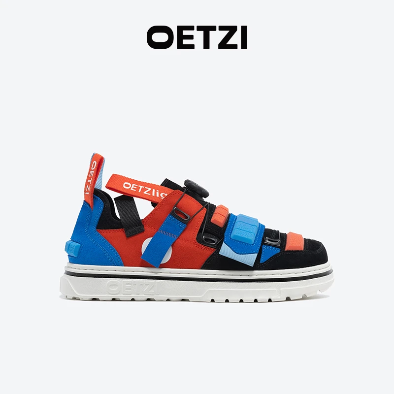 OETZI冰人奥兹丑萌女鞋拼接厚底板鞋秋冬翻毛皮情侣鞋暗黑风