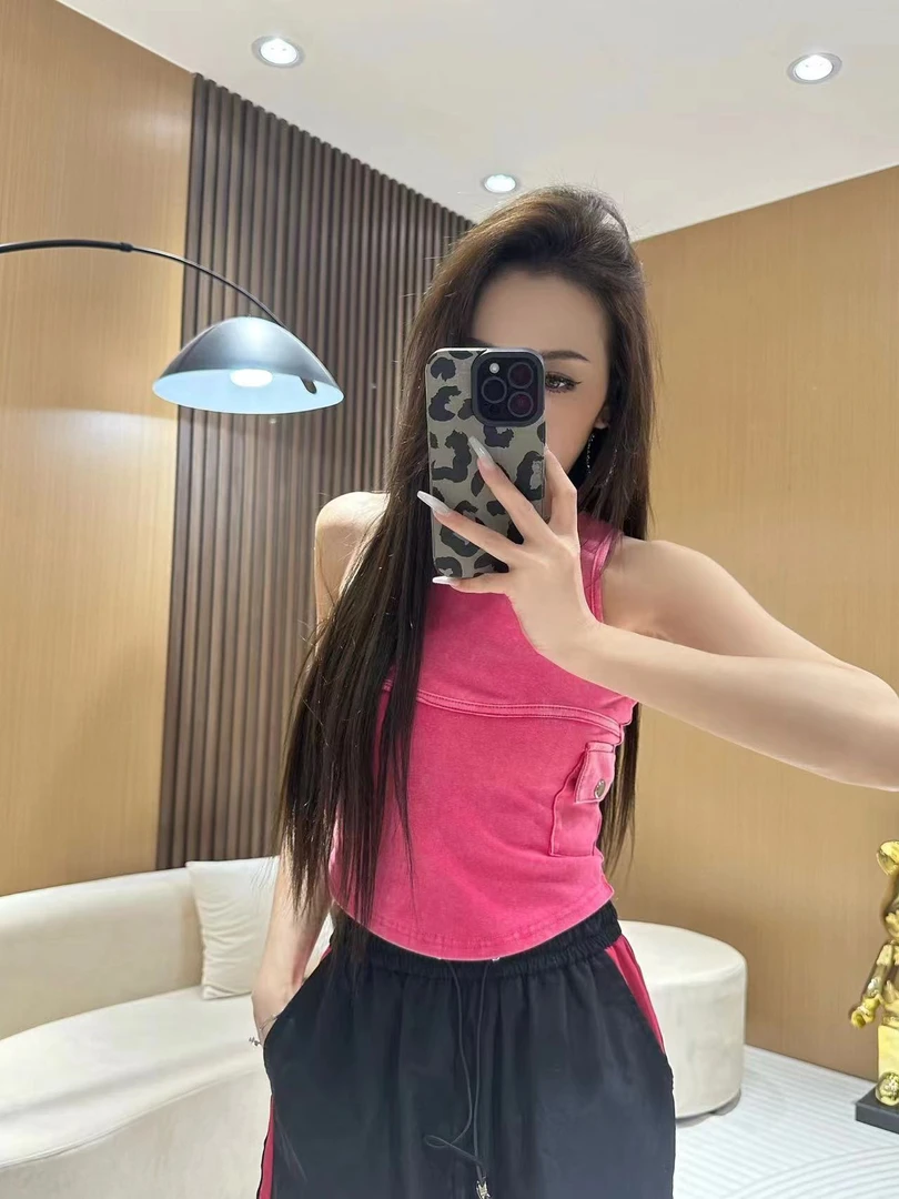 DA6009设计感小众甜辣背心女夏季休闲外穿无袖圆领短款打底上衣