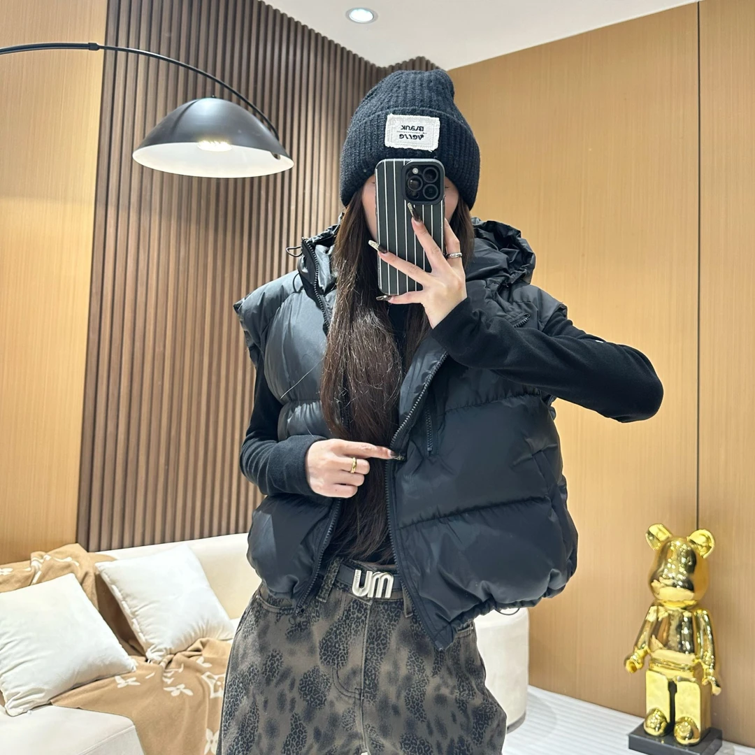 DA9225【棉马甲】新款设计感拉链连帽秋季保暖洋气坎肩百搭上衣女