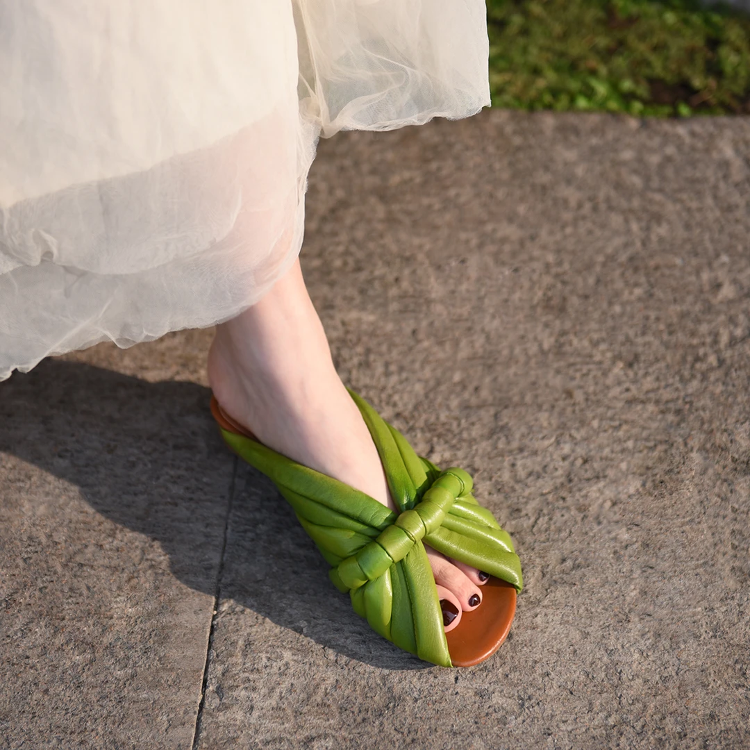 Artmu阿木原创夏季新款一字拖鞋鱼嘴皮拖鞋平底拖鞋女外穿1919-60