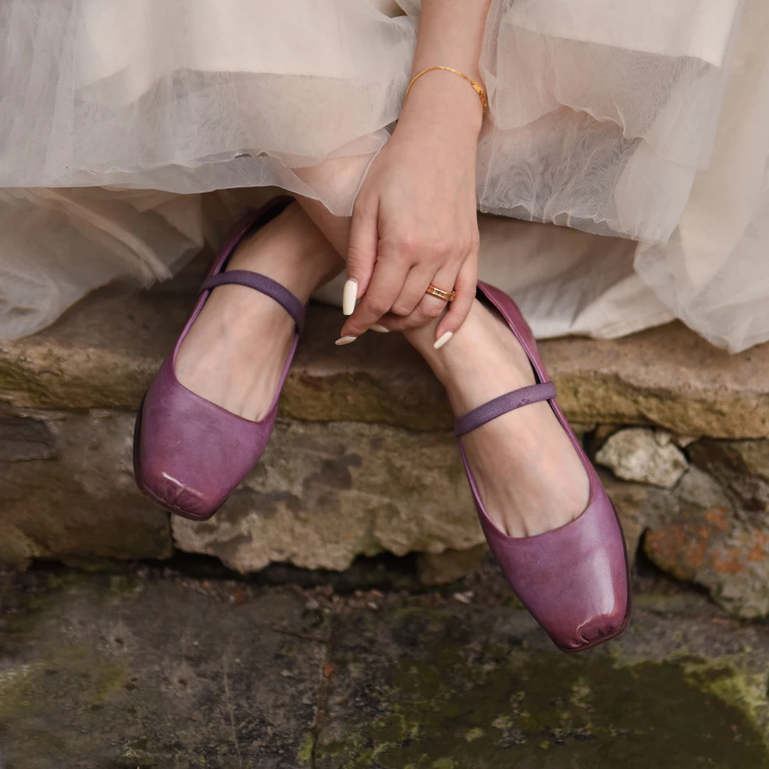 Artmu阿木原创定制水洗马皮小众鞋子方头单鞋女玛丽珍鞋LD6832-1