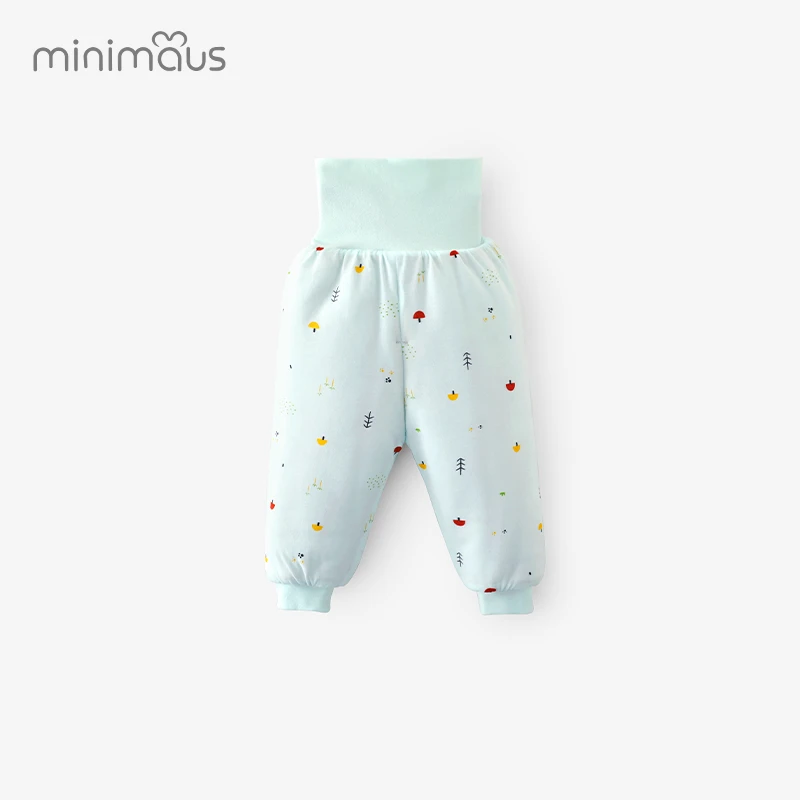 婴儿高腰护肚裤秋冬加厚夹棉外穿保暖宝宝长裤